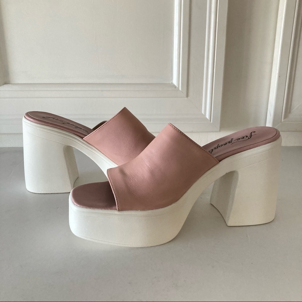 Free People Zoe Natural/Pink Platform Heels Sz 41